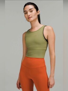 Lululemon Power Pivot Ribbed Tank Top Bronze Green Estimated Size 4